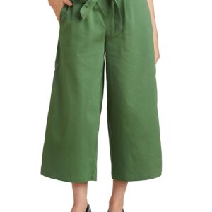 Women's Regular High Rise Calf Length Culotte Office Pants (with Self Fabric Belt)