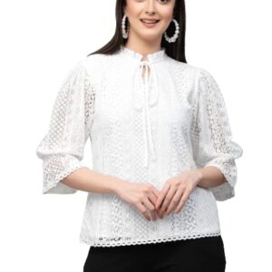 Style Quotient Women Summer Blue Lace Caual Top